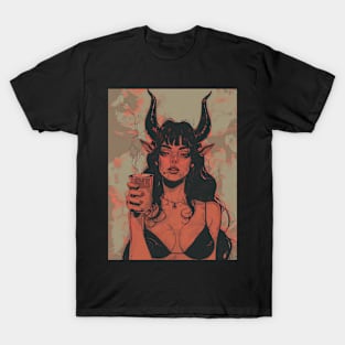 Caffeine Addict Demon Girl T-Shirt